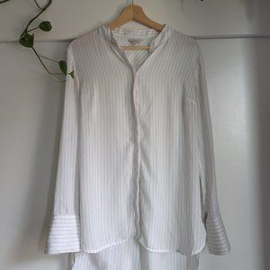Guess White Stripped Silk Blouse M